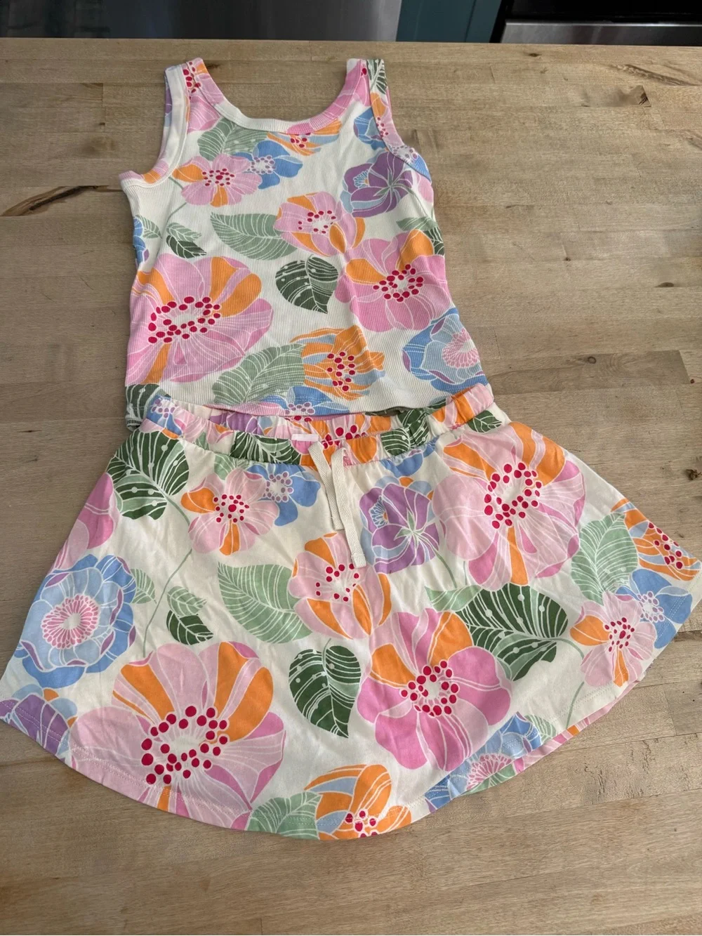 Girls Floral Tank & Skirt Set - Pink, Orange, Green, Blue and purple
